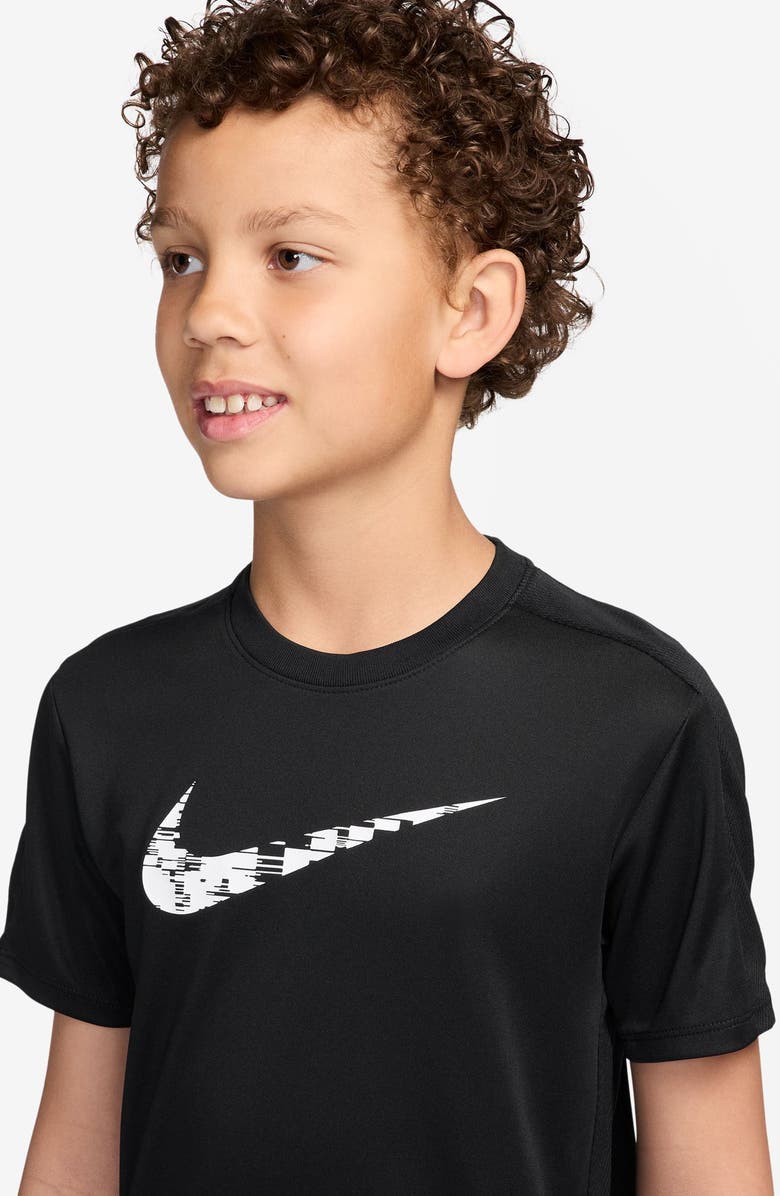 Nike Kids' Dri-FIT Short Sleeve Training Top, Alternate, color, Black/ Black/ White