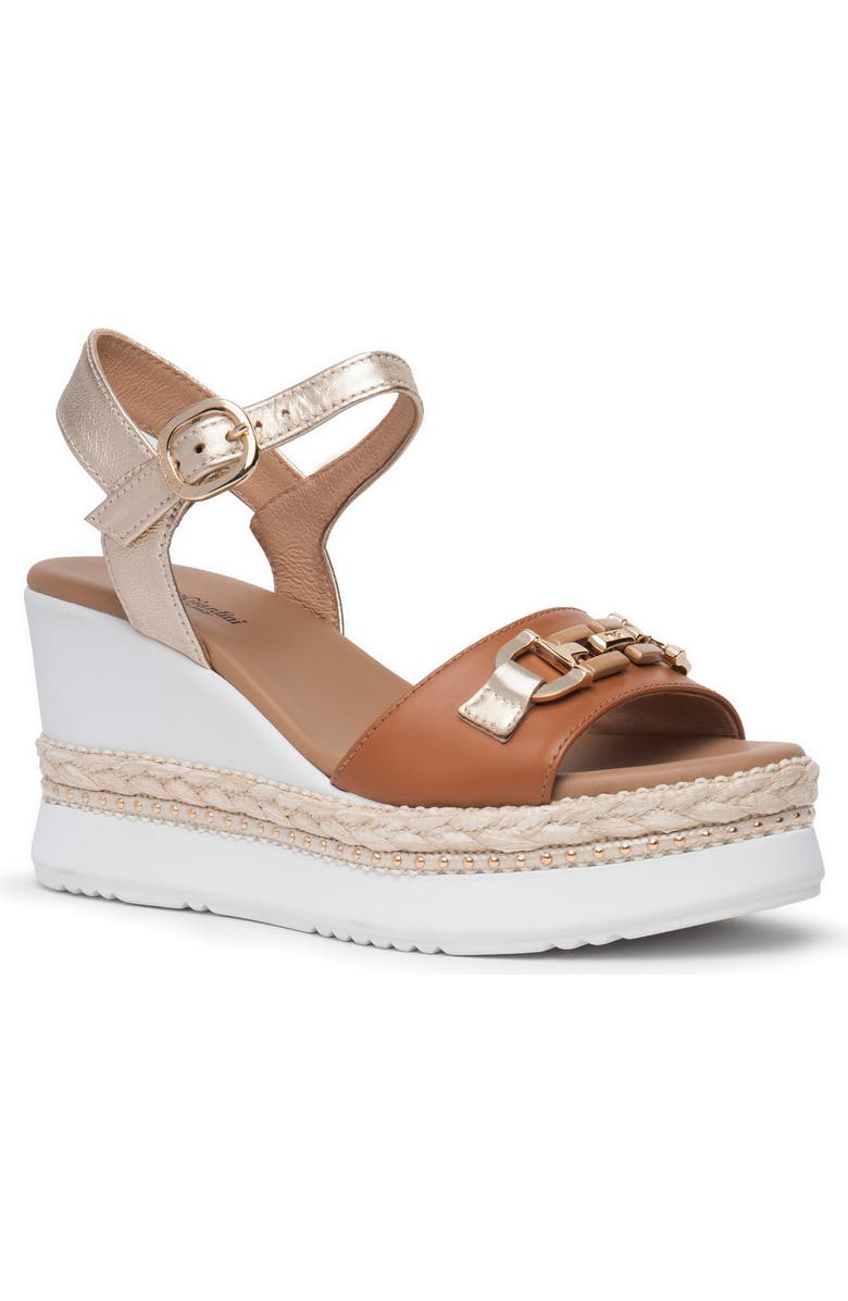 NeroGiardini Platform Wedge Sandal, Main, color, Cognac
