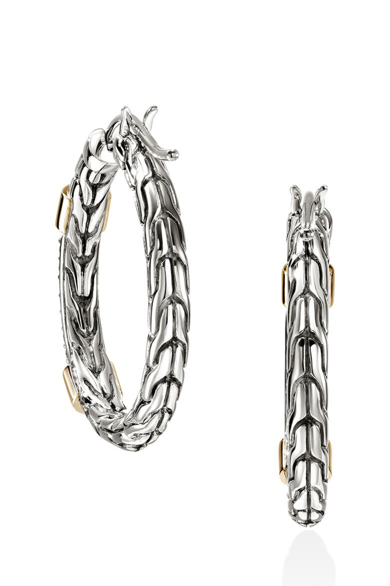 JH Essentials Pavé Hoop Earrings, Alternate, color, SILVER/ GOLD/ BLACK SAPPHIRE