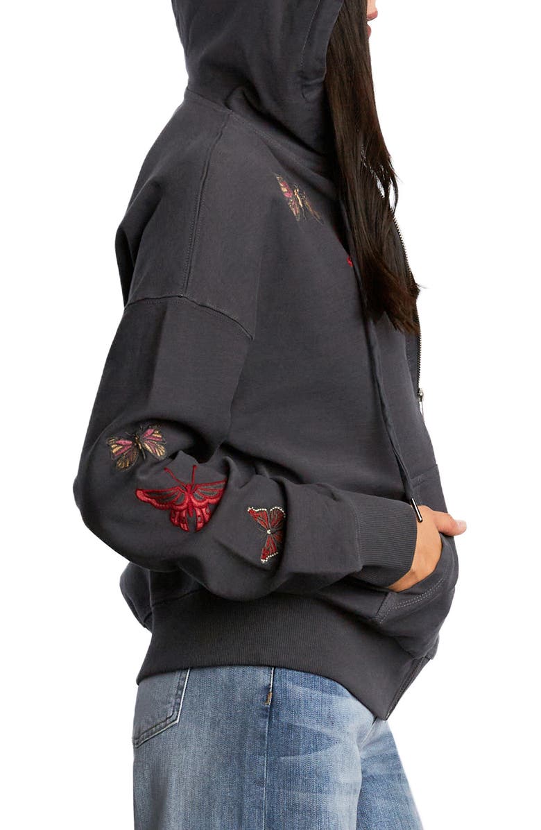 Billy T Butterfly Front Zip Hoodie, Alternate, color, Grey Rock