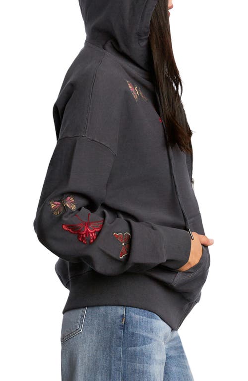 Billy T Butterfly Front Zip Hoodie In Black