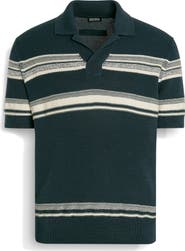 ZEGNA Stripe Cotton & Silk Polo Sweater