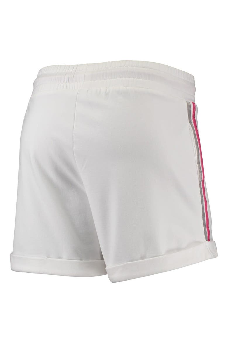 Women's Lusso White/Pink Brooklyn Nets Melody Cuffed Tri-Blend Shorts, Alternate, color, White