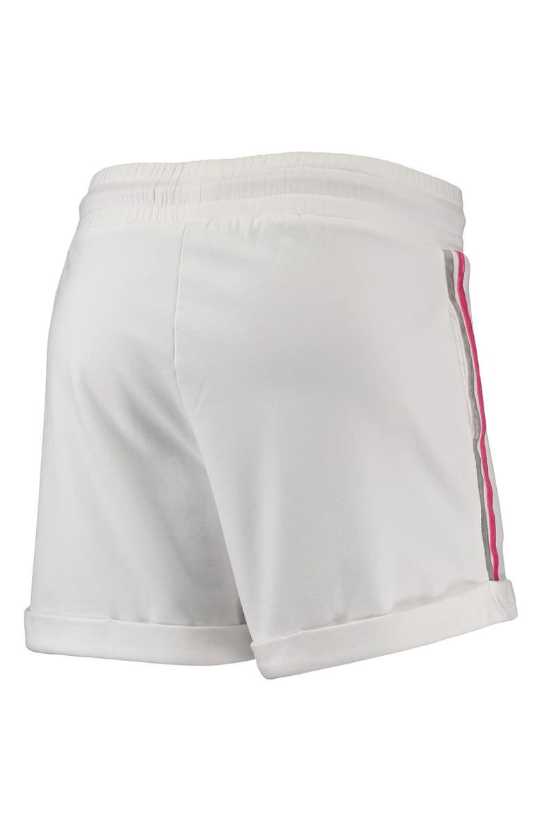 LUSSO Women's Lusso White/Pink Brooklyn Nets Melody Cuffed Tri-Blend Shorts, Alternate, color, White