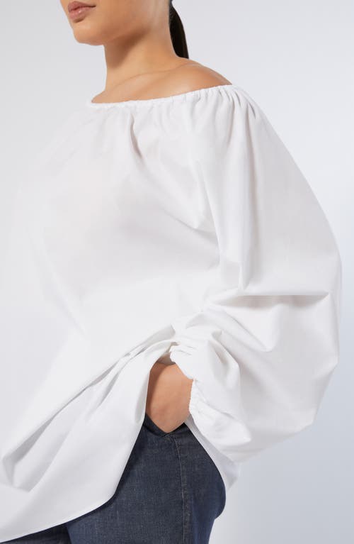 Marina Rinaldi Melk Off The Shoulder Long Sleeve Poplin Top In Multi