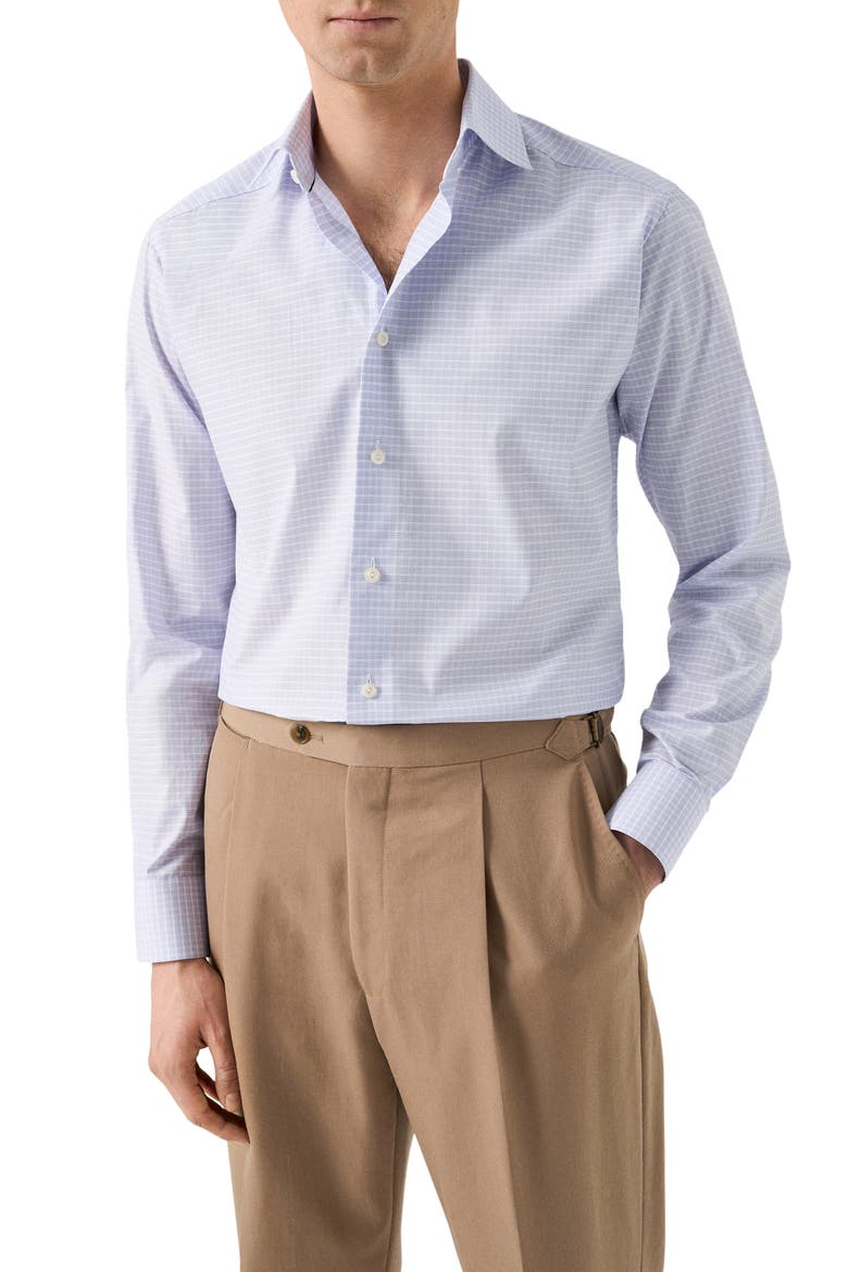 Slim Fit Check Fine Cotton Twill Dress Shirt, Main, color, MEDIUM PURPLE