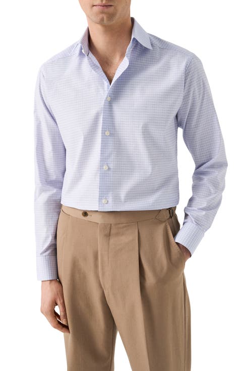 Slim Fit Check Fine Cotton Twill Dress Shirt