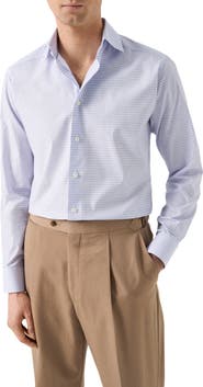 Eton Slim Fit Check Fine Cotton Twill Dress Shirt