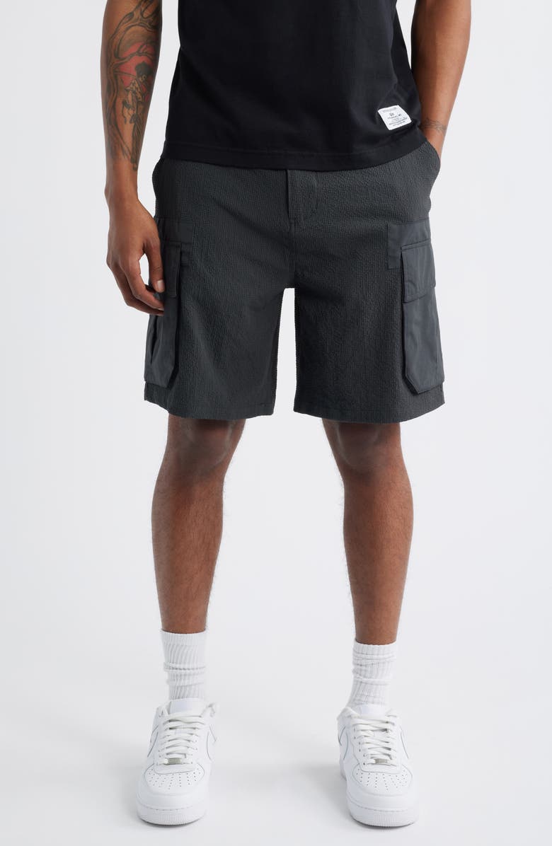 Alpha Industries Seersucker Cargo Shorts, Main, color, Charcoal