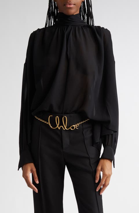 Chloé レースパネル リブニット トップ | ニュートラル