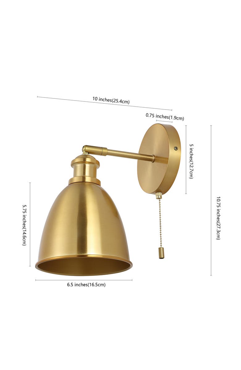 JONATHAN Y Hudson 1-Light Farmhouse Bohemian Iron LED Sconce, Alternate, color, Brass Gold