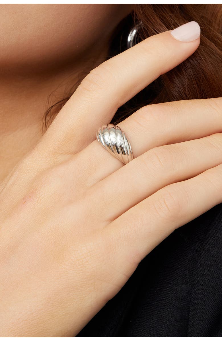 Oradina Sterling Silver Swirl Dome Ring, Alternate, color, Silver