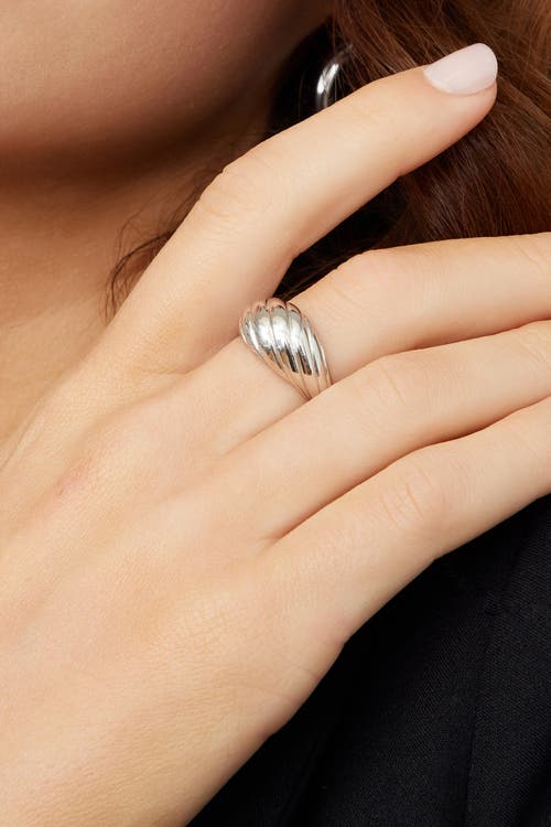 Oradina Sterling Silver Swirl Dome Ring In Silver