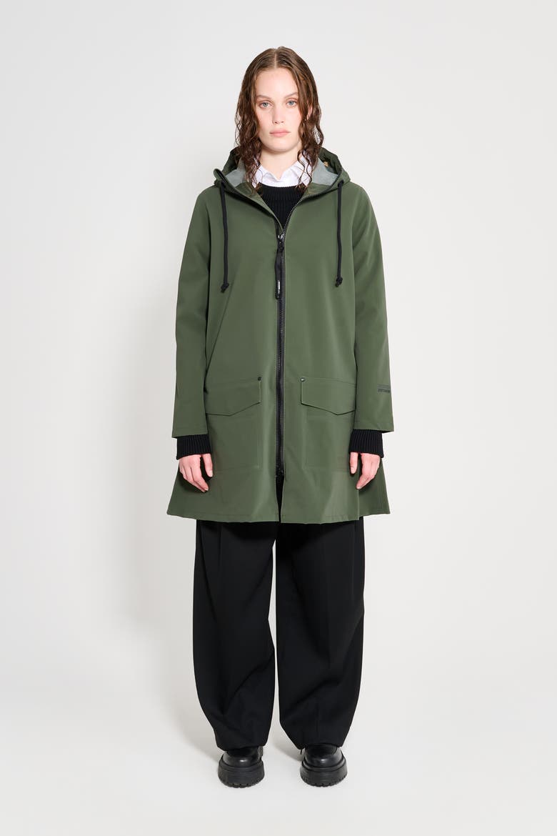 Mosebacke Patch Raincoat, Alternate, color, Bottle Green