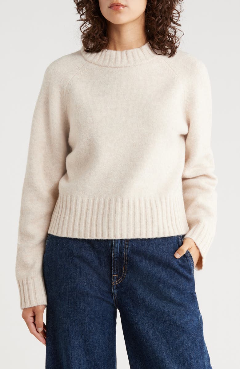 French Connection Crewneck Crop Sweater, Main, color, Light Oatmeal Melange