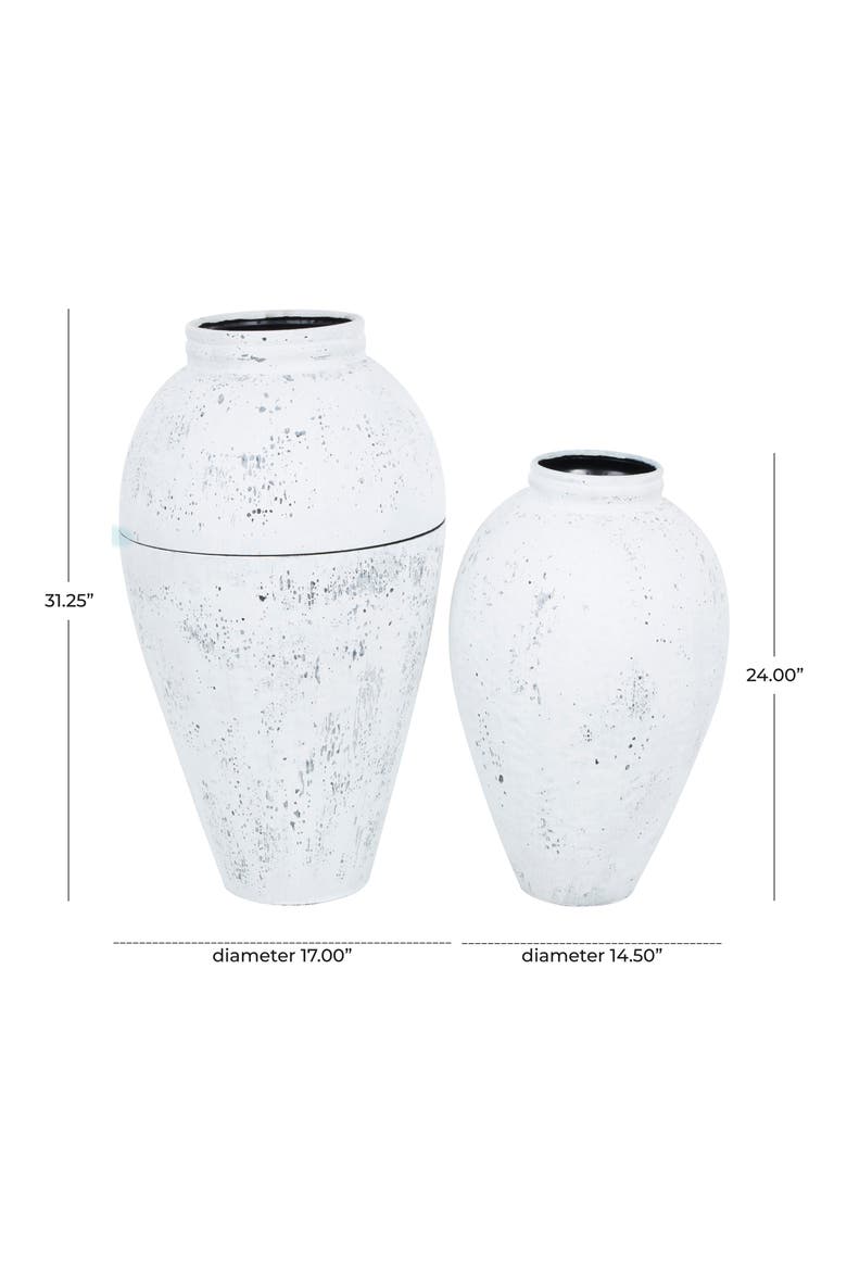 Set of 2 Metal Vases, Alternate, color, WHITE