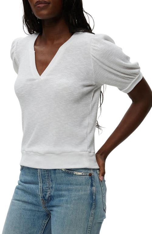Michael Stars Quinn Puff Sleeve Rib Top In White