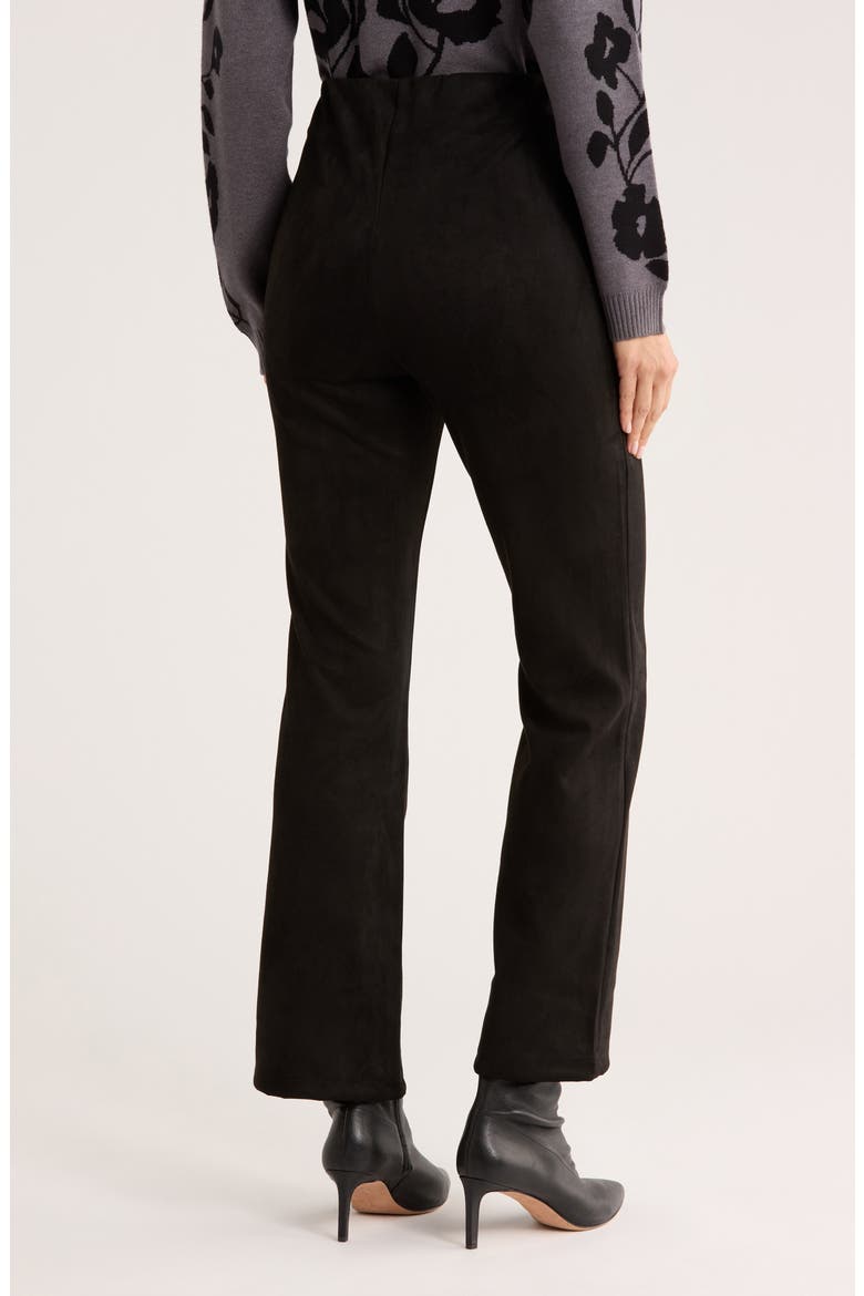 Faux Suede Semi Flare Leg Pants, Alternate, color, BLACK