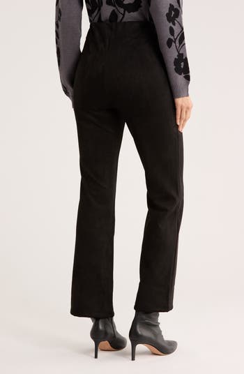 Faux Suede Semi Flare Leg Pants
