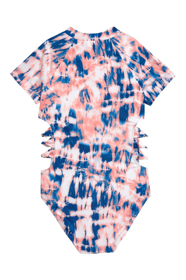 Cutout One-Piece Swimsuit, Alternate, color, CORAL DAHLIA SHIBORI