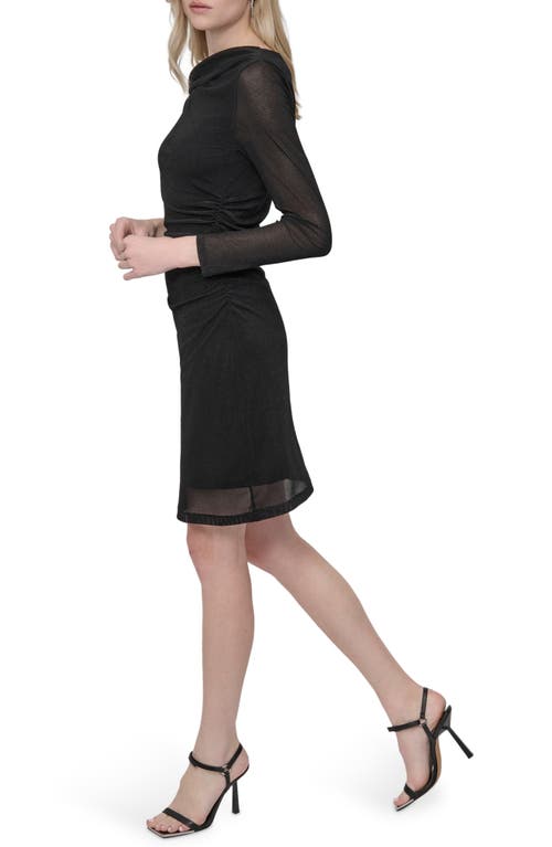 Dkny Long Sleeve Velvet Sheath Dress In Black