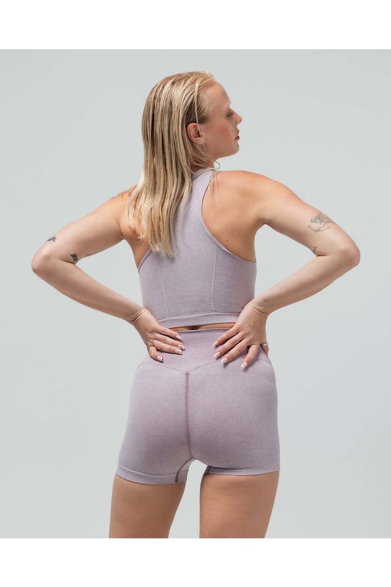 The Heather High-Waisted Short, Alternate, color, HEATHER MAUVE
