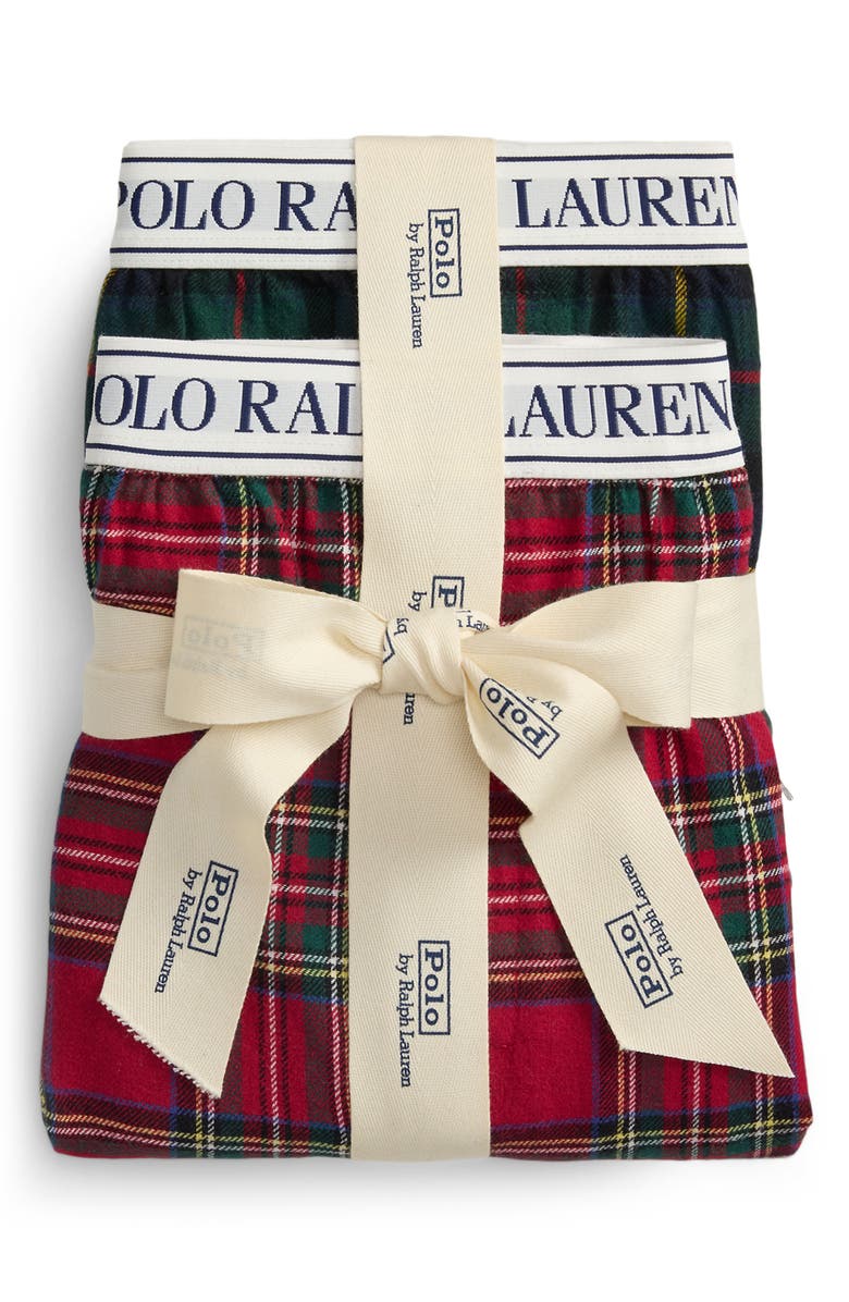 Polo Ralph Lauren Assorted 2-Pack Cotton Boxer Pajama Shorts, Alternate, color, Buffalo/Black Watch