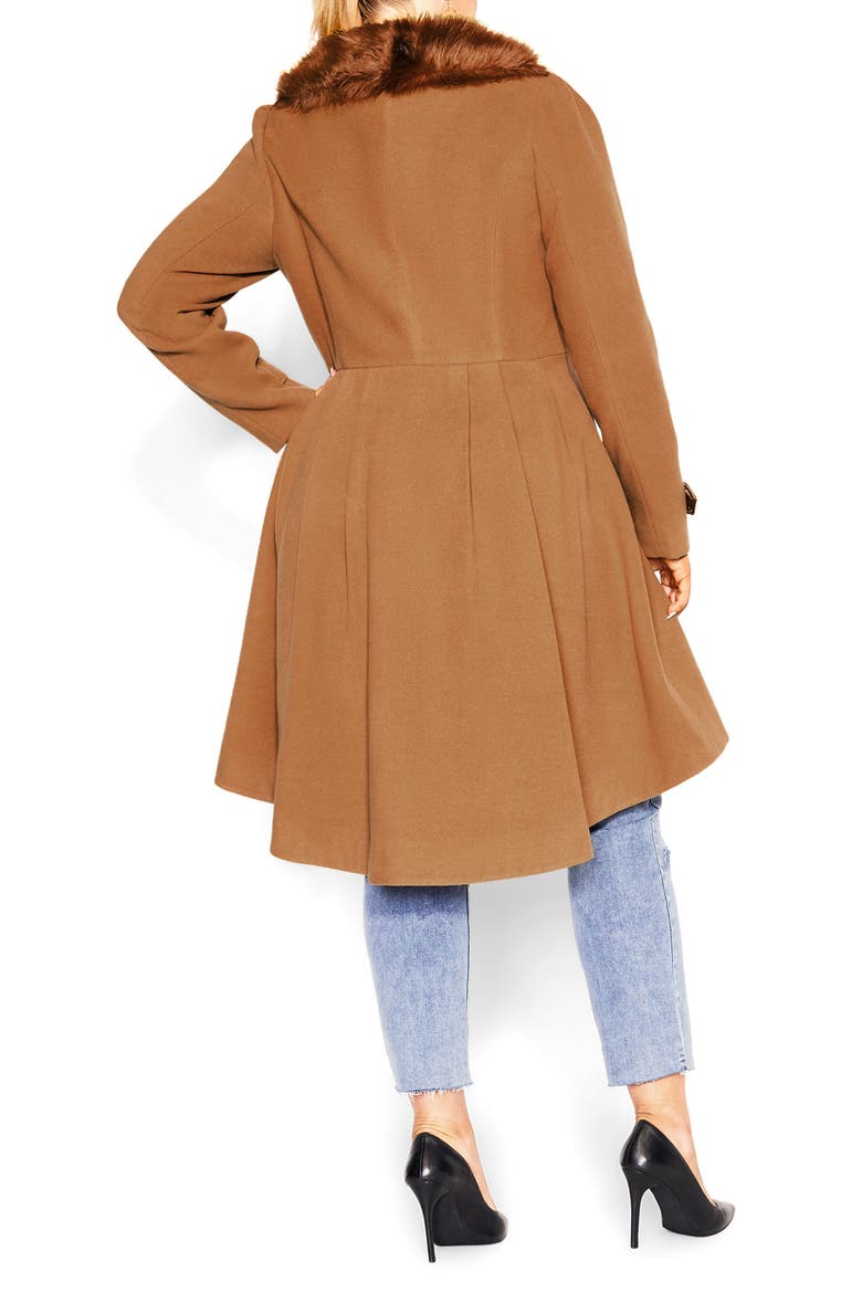 Grandiose Coat with Faux Fur Collar, Alternate, color, SAND