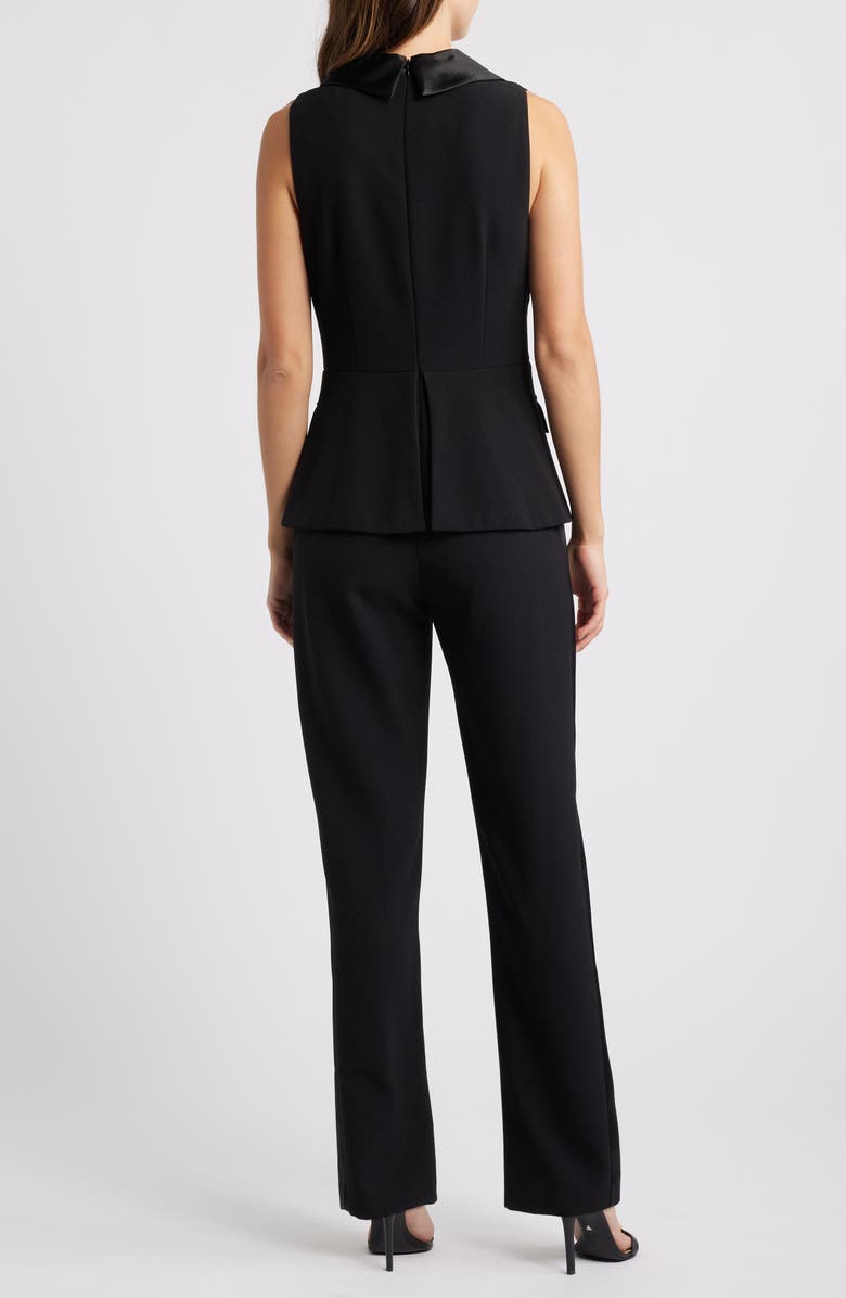 Eliza J Sleeveless Peplum Waistcoat Jumpsuit, Alternate, color, Black