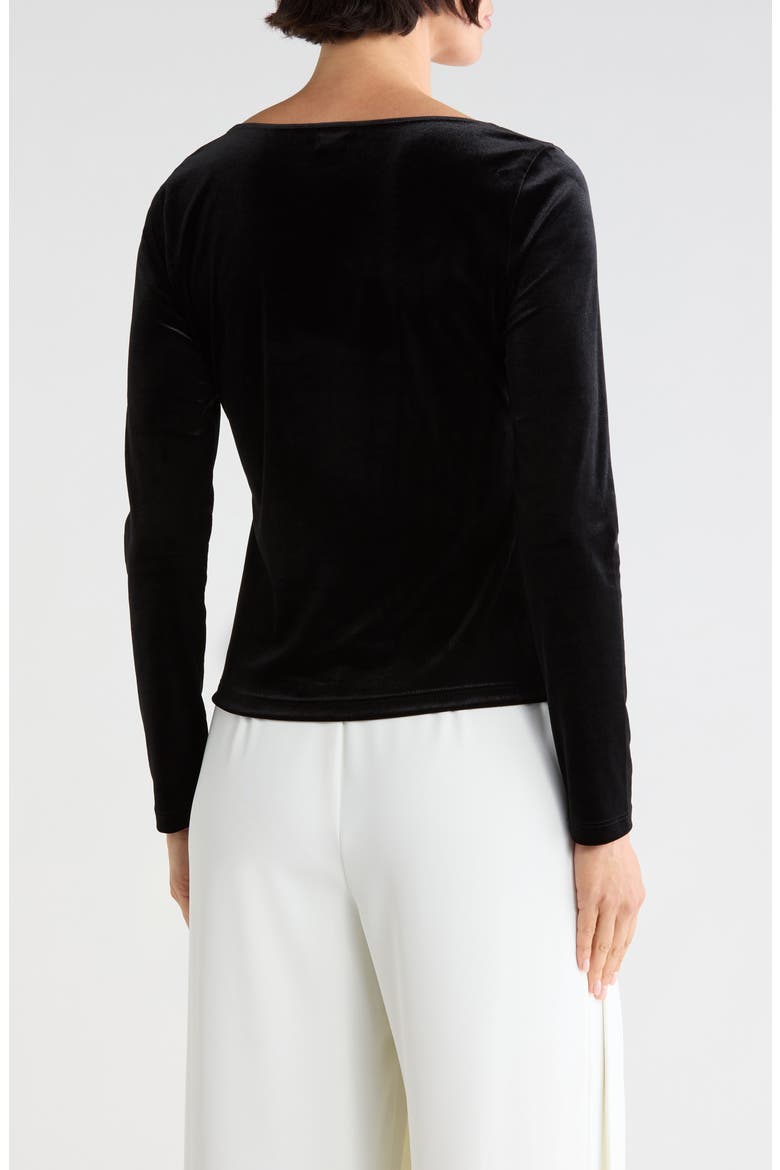 Jelena Velvet U-Neck Top, Alternate, color, BLACK