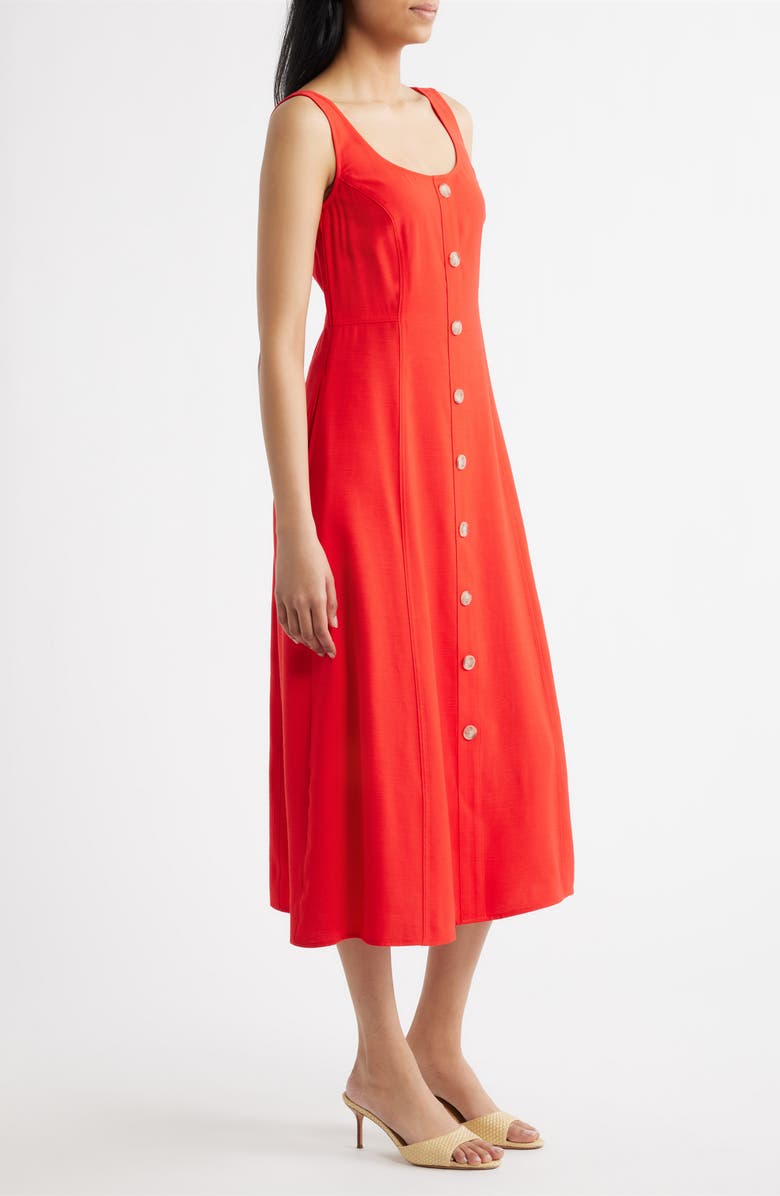 Anne Klein Button Detail Tank Midi Dress, Alternate, color, Begonia Red