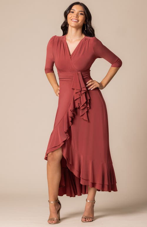 Kiyonna Veronica Ruffle Evening Gown In Rosy Sunset