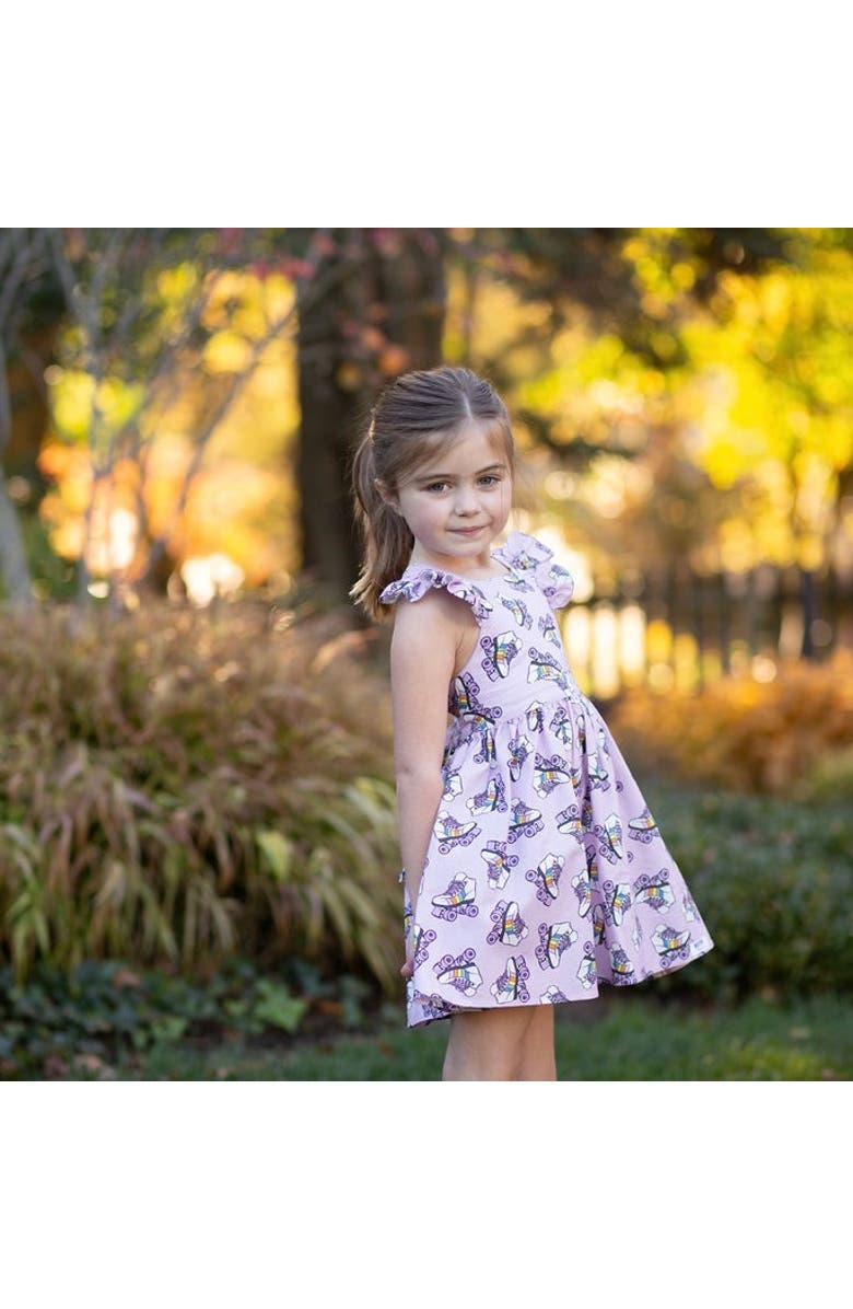 WORTHY THREADS Girls Ruffle Sleeve Dress, Alternate, color, Roller Skates