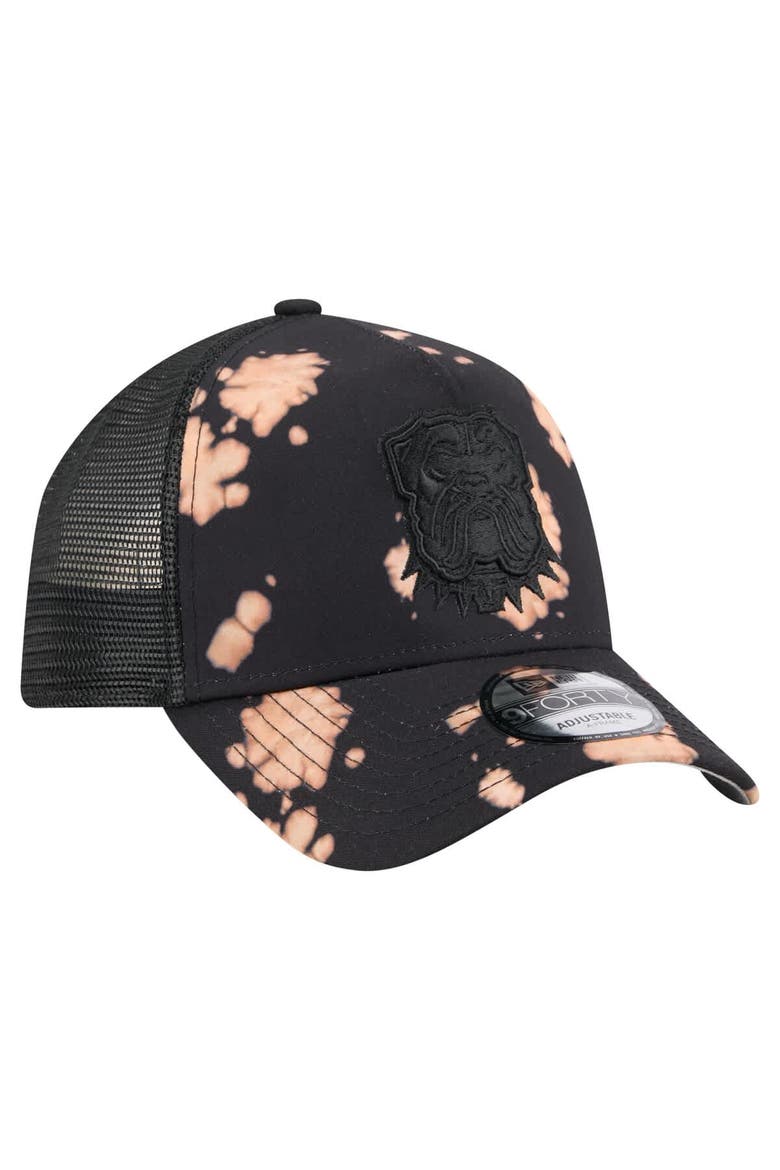 Men's New Era Black Cleveland Browns Bleached A-Frame 9FORTY Trucker Adjustable Hat, Alternate, color, Black