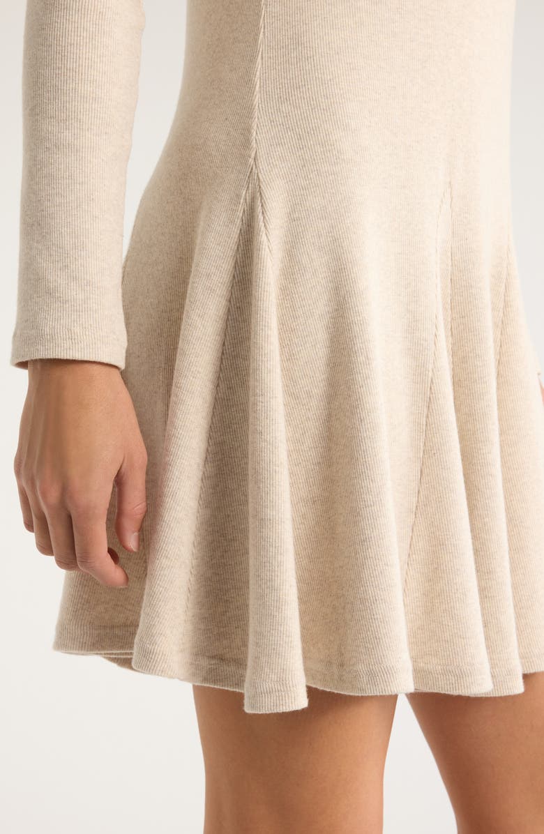 Treasure & Bond Long Sleeve Fit & Flare Minidress, Alternate, color, Beige Oatmeal Light Heather