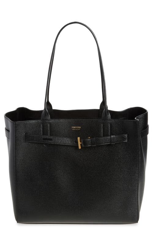 Tom Ford Hammered Leather Tote Bag In Black