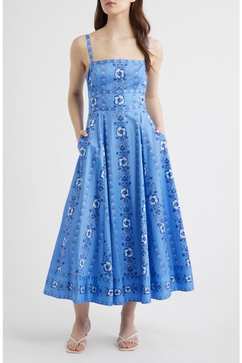 The Margot Print Sleeveless Maxi Dress, Main, color, ARCADIA BORDER BLUE