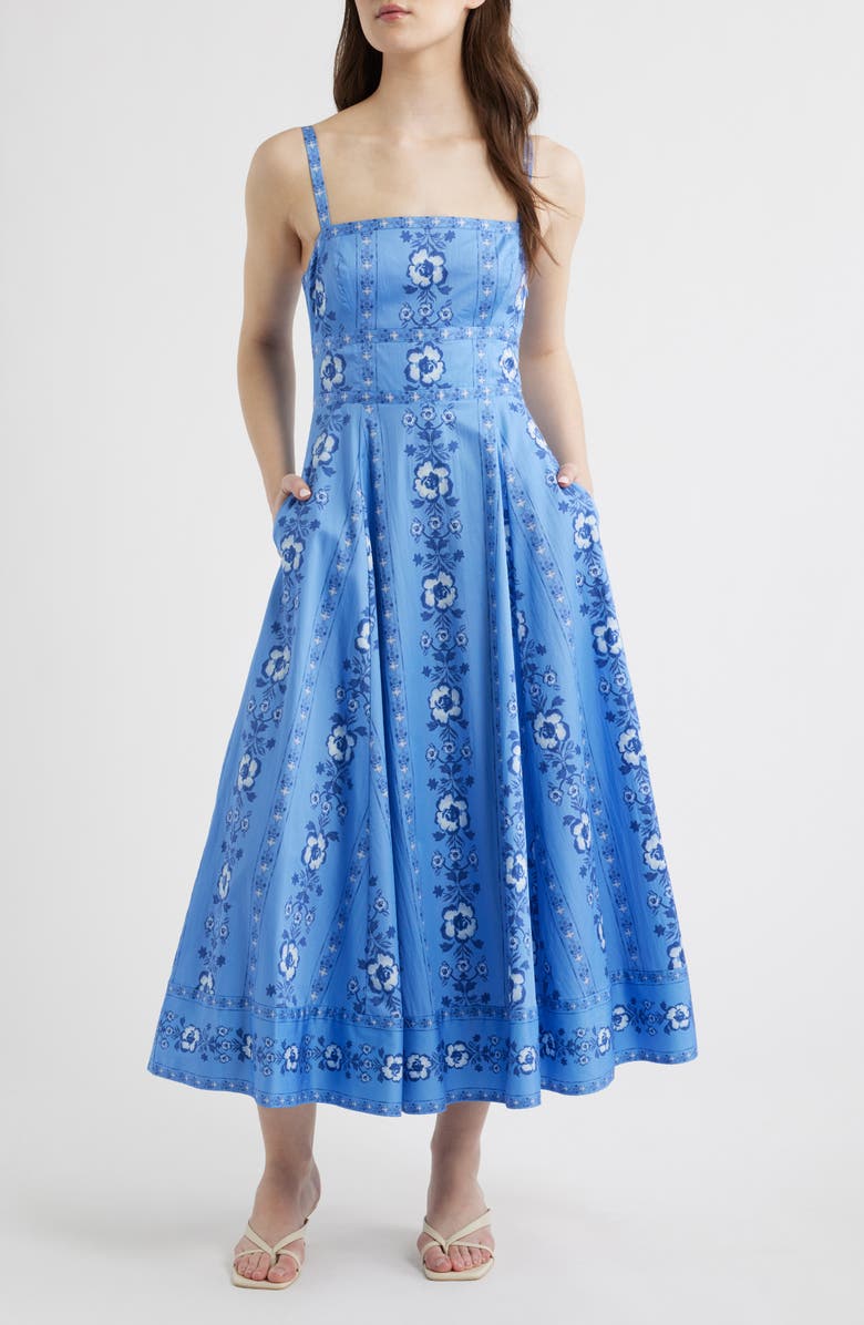 Hill House Home The Margot Print Sleeveless Maxi Dress, Main, color, Arcadia Border Blue