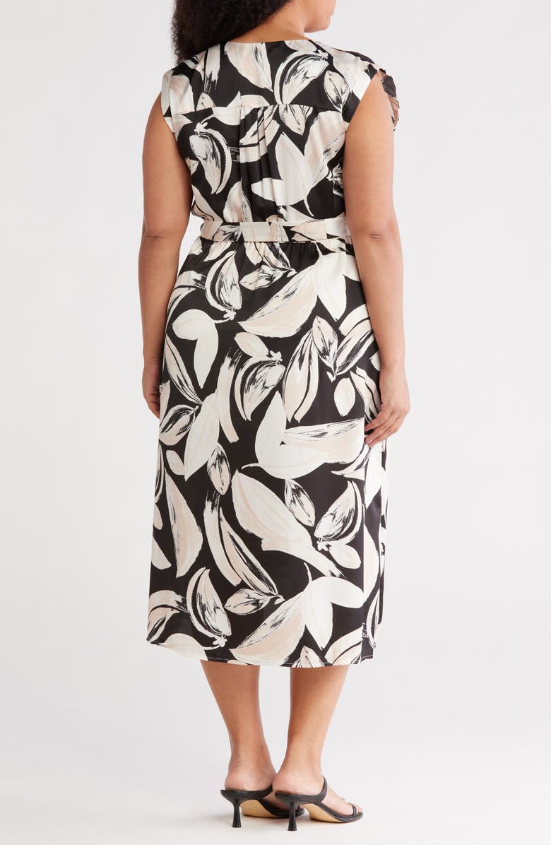 NORDSTROM RACK Sleeveless Tie Waist Midi Dress, Alternate, color, Black Print