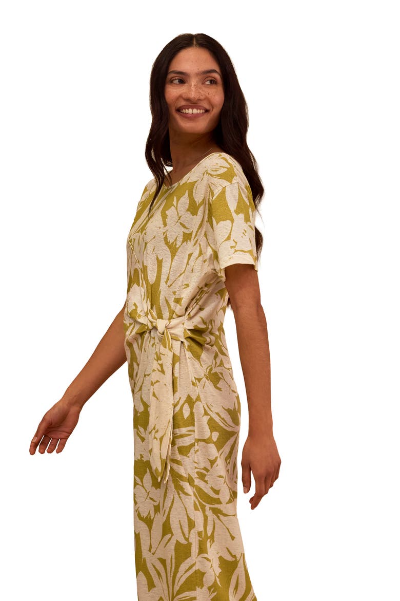 Knot Detail Jersey Dress, Alternate, color, Moss Floral