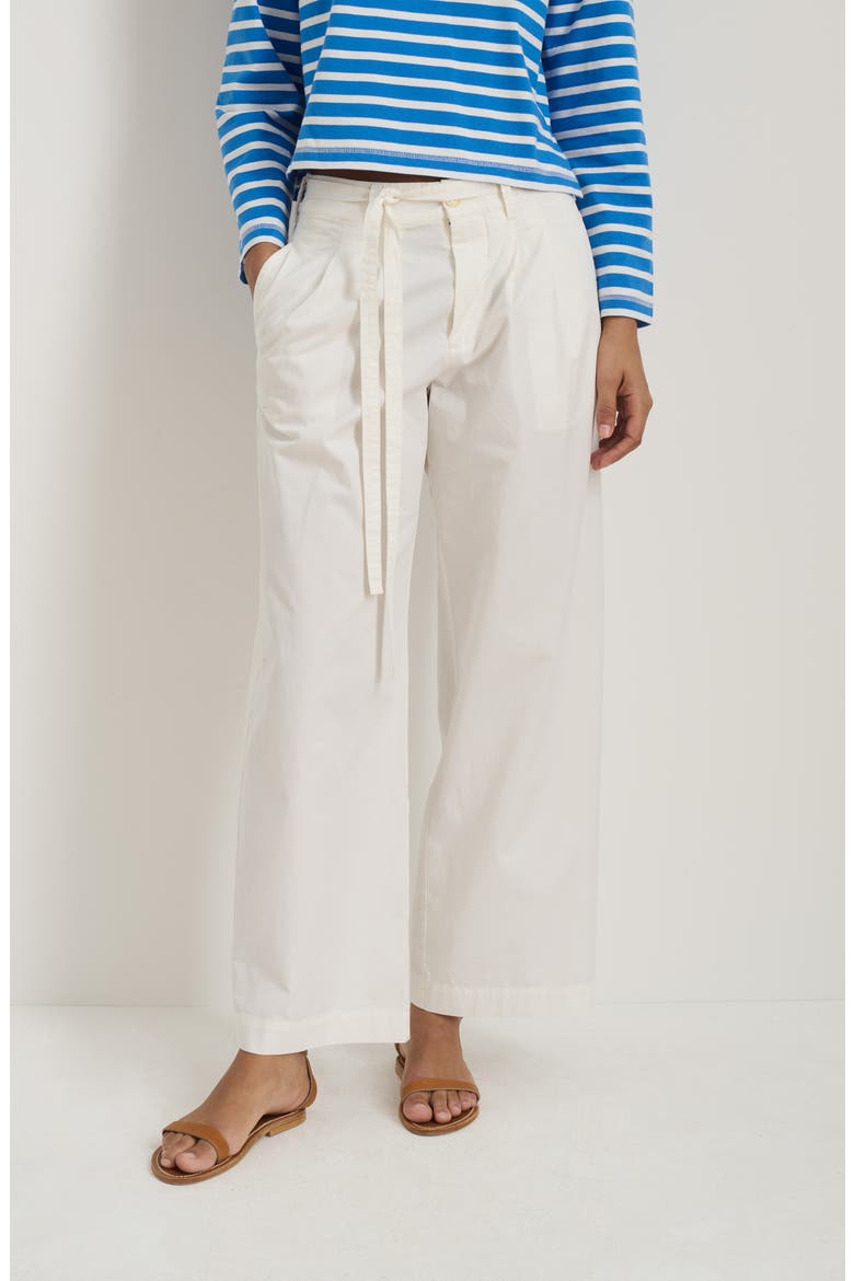 Ina Pleat Cotton Twill Drawstrings Pants, Alternate, color, WHITE