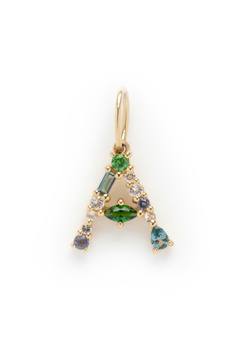Local Eclectic Solid 9K Gold & Semiprecious Stone Initial Charm, Main, color, A