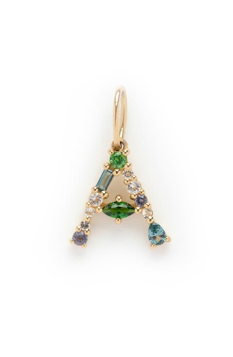 Solid 9K Gold & Semiprecious Stone Initial Charm
