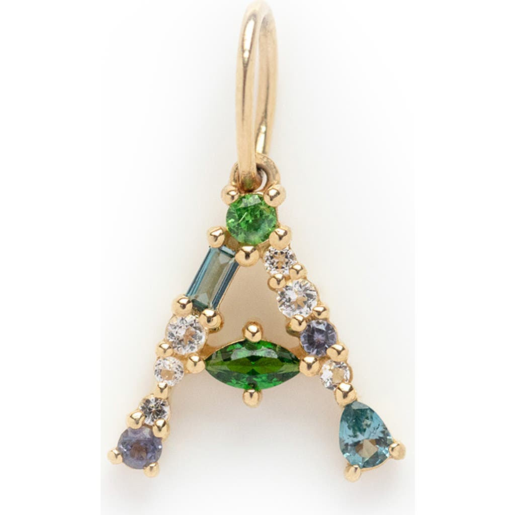 Local Eclectic Semiprecious Stone Initial Charm In Multi