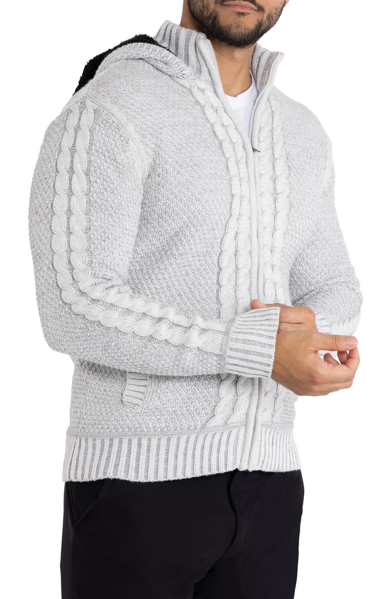 XRAY Hooded Full-Zip Mock Neck Sweater Jacket, Alternate, color, Oatmeal