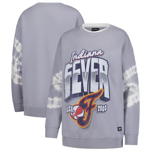 The Wild Collective Gray Indiana Fever Double Collar Fleece Pullover Sweatshirt