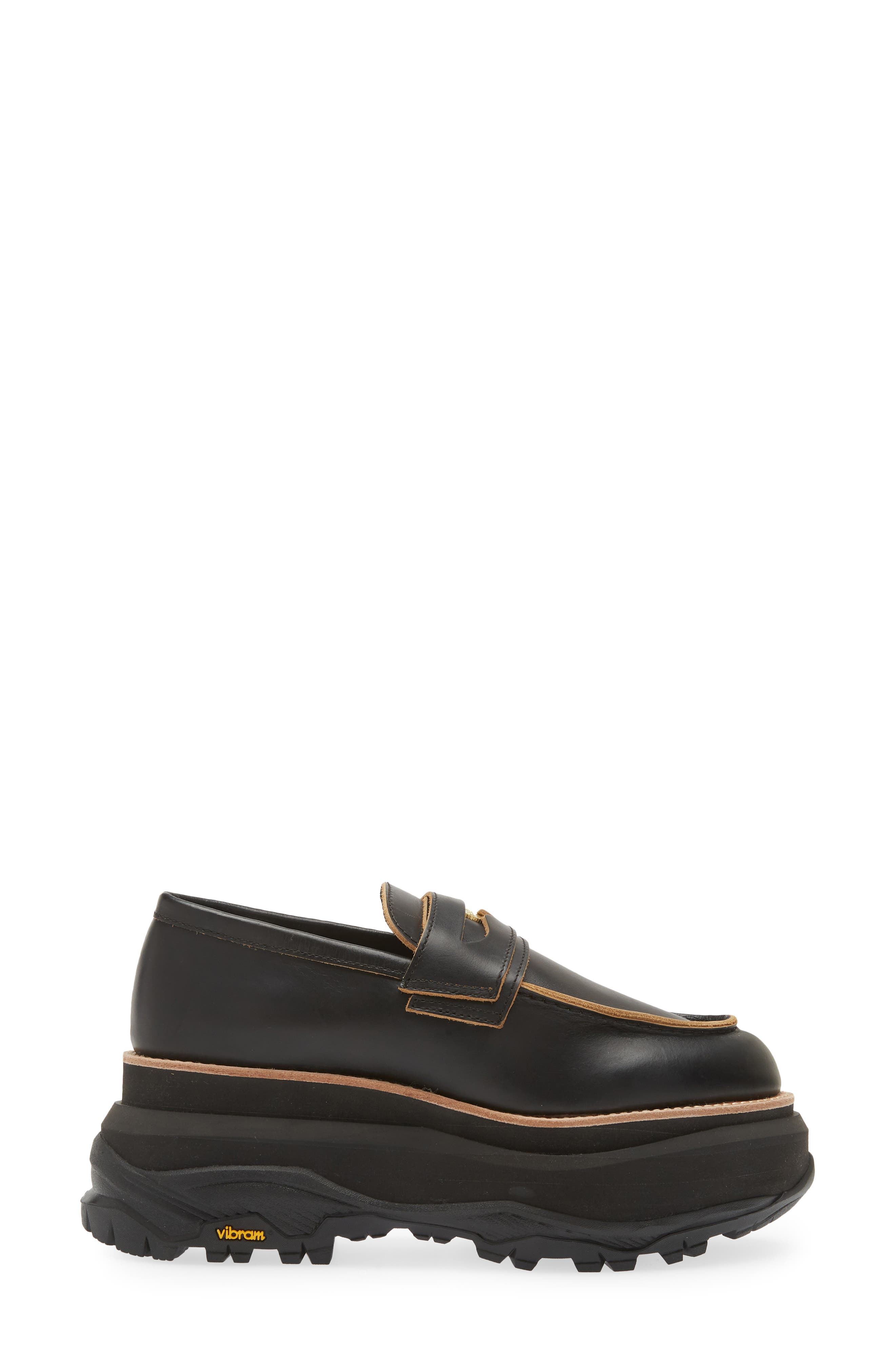 Sacai Platform Penny Loafer, Alternate, color, Black