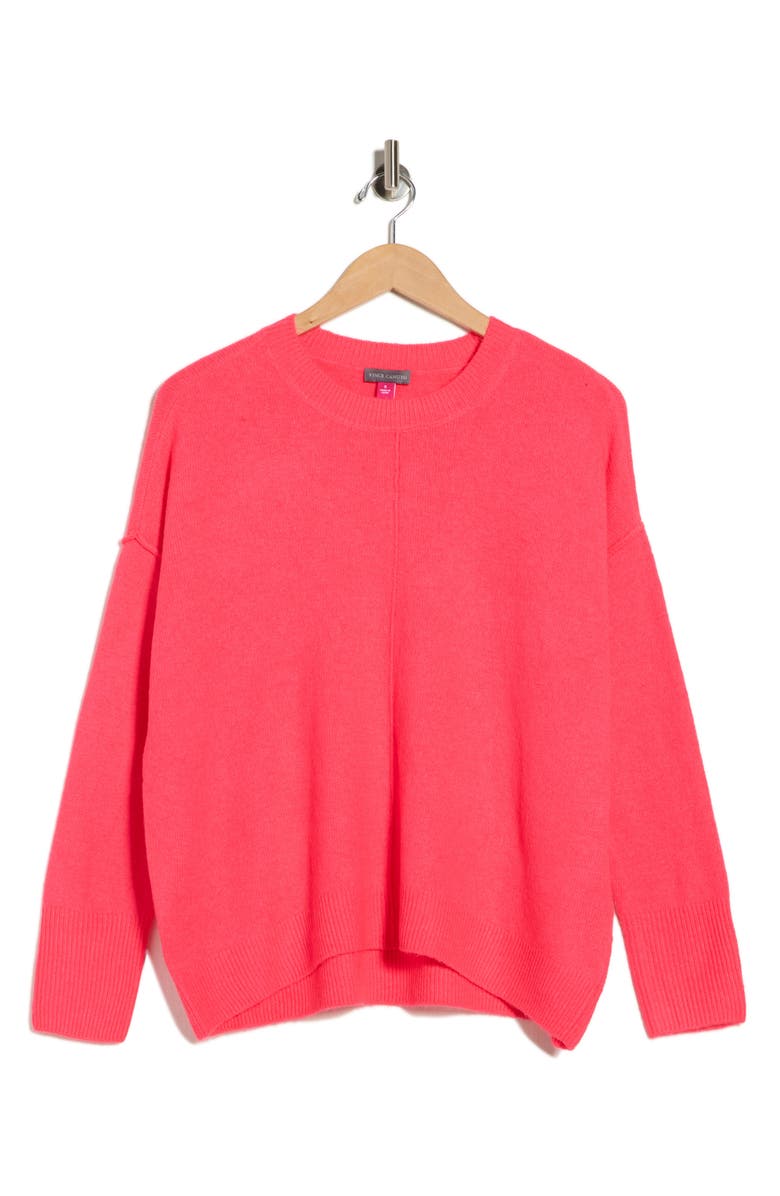 Vince Camuto Center Seam Crewneck Sweater, Main, color, Deep Pink