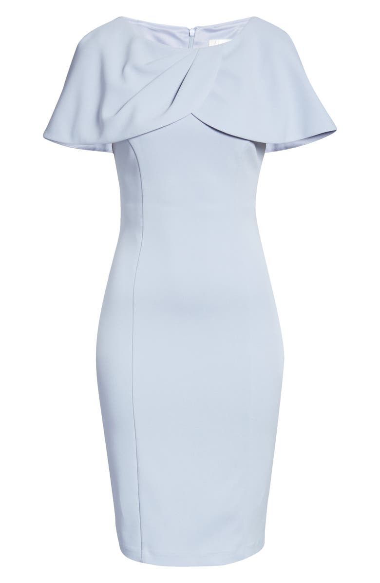 Eliza J Pleated Wrap Collar Cocktail Sheath Dress, Alternate, color,