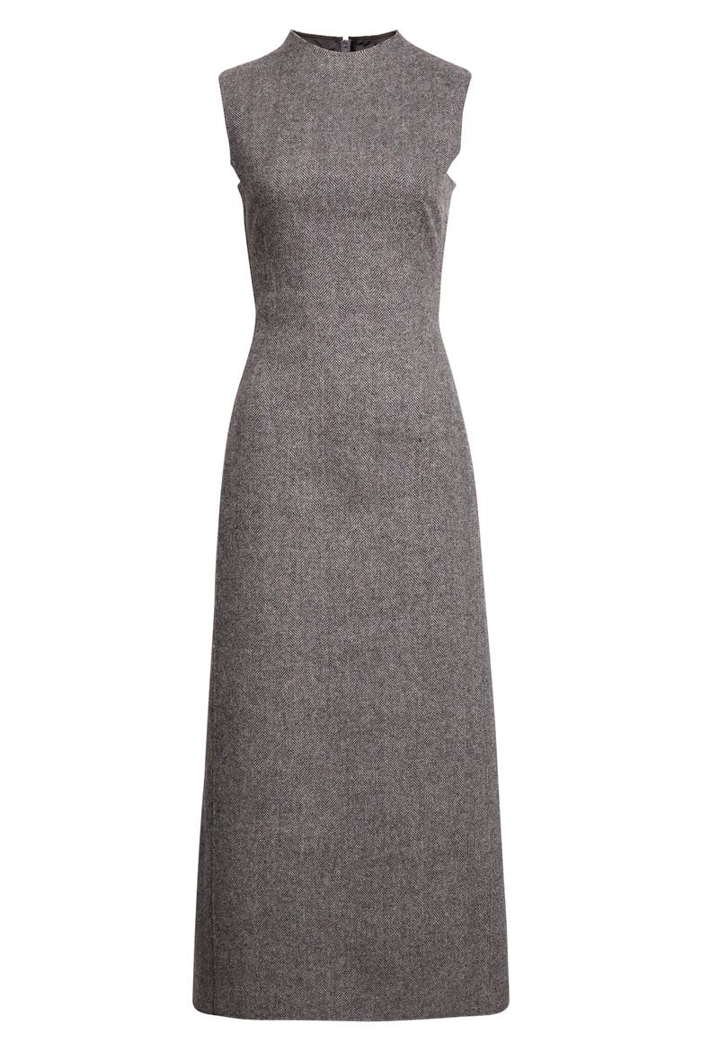 Wool Herringbone Midi Dress, Main, color, GREY